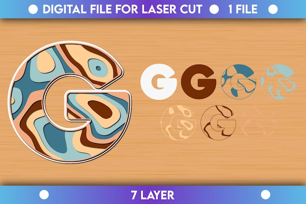 ABCD 알파벳 PaperCut 3D SVG