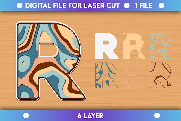 ABCD アルファベット PaperCut 3D SVG
