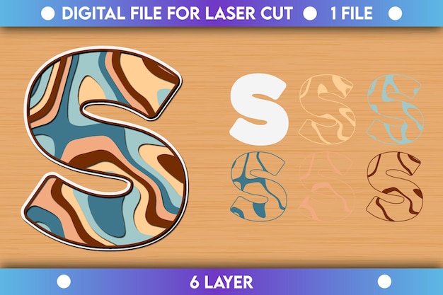 ABCD 알파벳 PaperCut 3D SVG