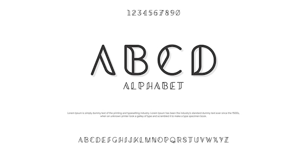 알파벳 문자의 간단한 고전적인 디자인 글꼴 벡터 일러스트 레이 션 ABCD