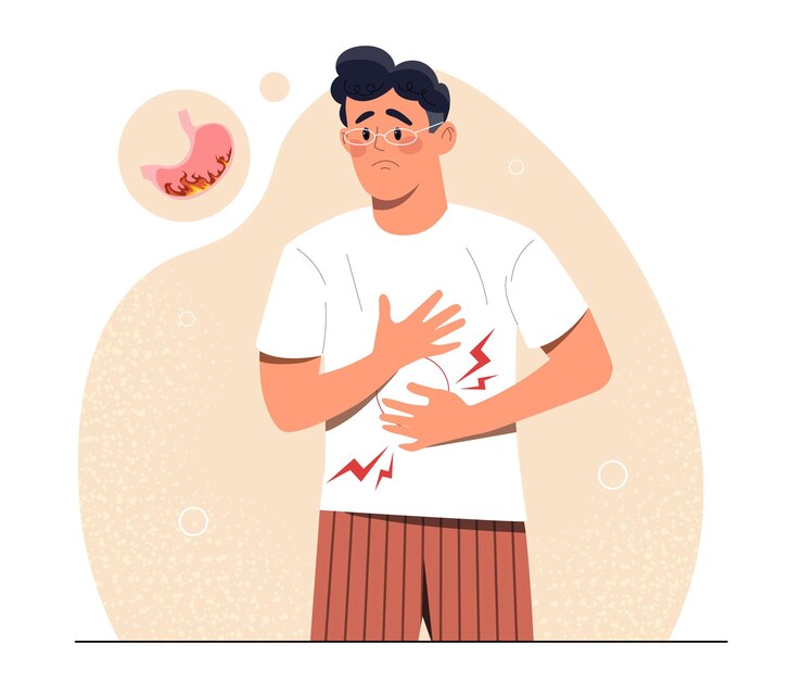 Vector abdomen pain concept