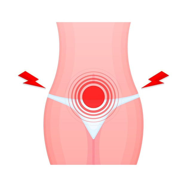 Vector abdominal pain diarrhea or constipation menstruation symptom vector illustration