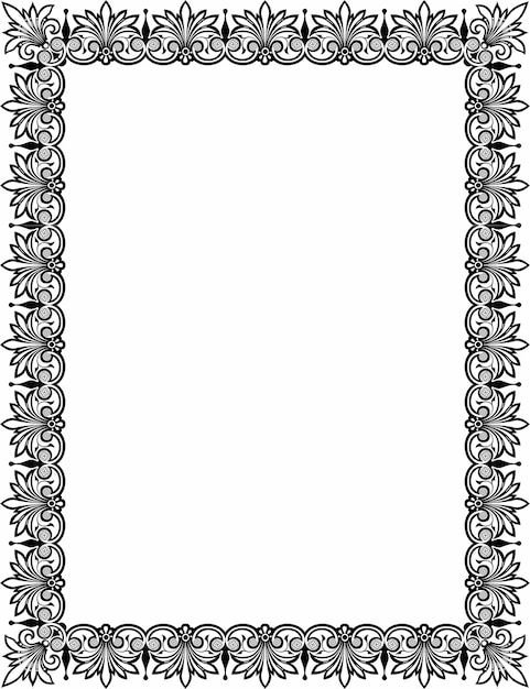 Vector ablack and white frame with a design that says the word on it