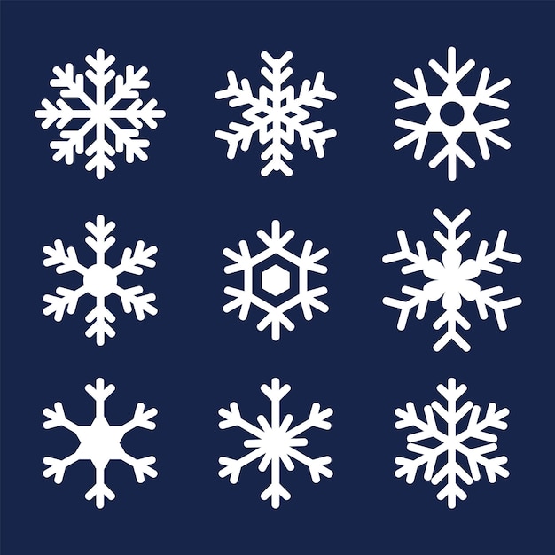 青い背景に雪花の形と雪花が描かれています