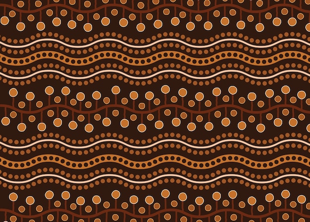 Aboriginal dot art vector naadloze bruine achtergrond