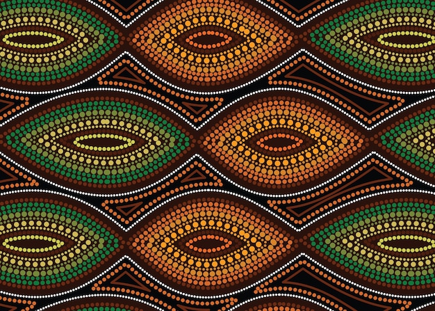 Vector aboriginal dot art vector naadloze ontwerp achtergrond