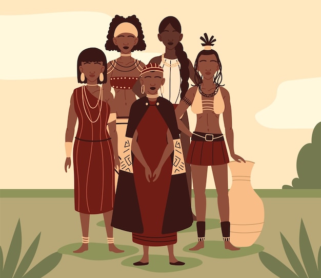 Aboriginal vrouwen in nationale kleding
