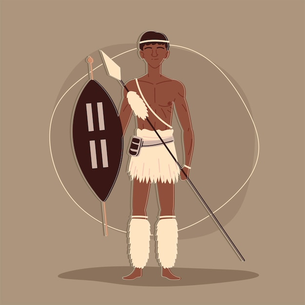 ベクトル アボリジニの戦士のキャラクター