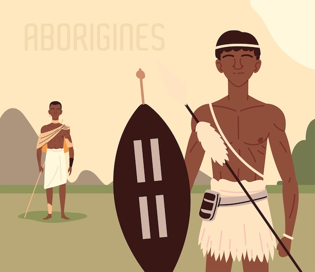 Vector aborigines mannen in het land