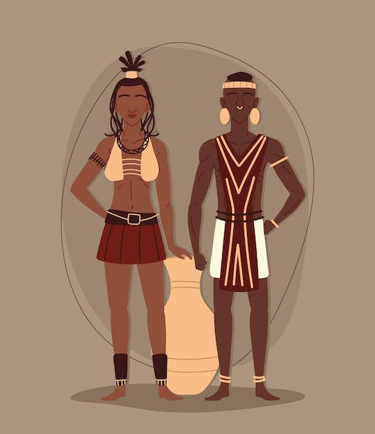 Vector aborigines tribal couple