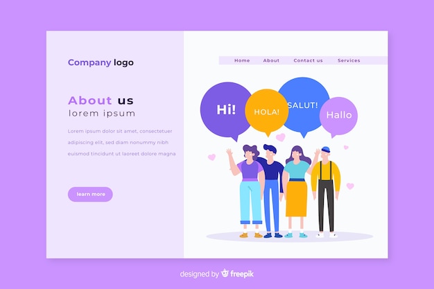 About us landing page design