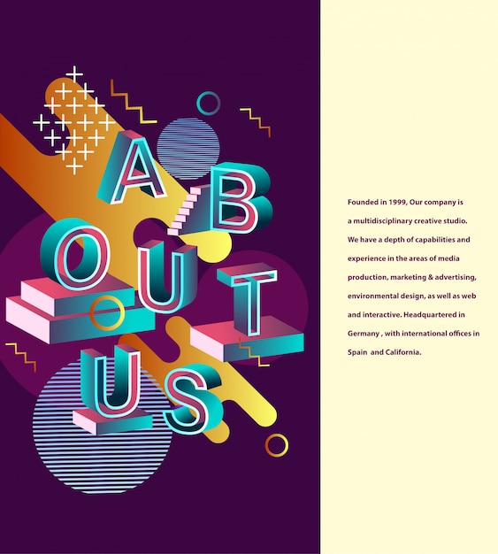 Vector about us typography design