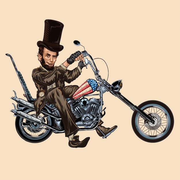 Vector abraham lincoln motorbike