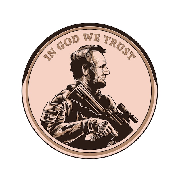 Vector abraham lincoln wear military suit coin