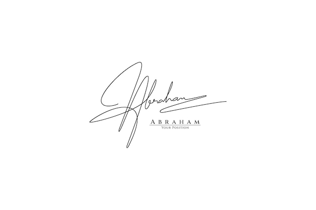 Abraham signature name logo vector template on white background