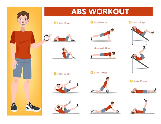 Vector abs workout for men.