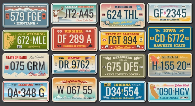 Vector abscract vehicle registration number plates