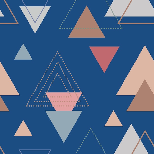 Disegno geometrico astratto del triangolo nordico per la decorazione di interni, poster stampati, biglietti da visita, banner per affari, avvolgimento in pantone alla moda 2020 colore classico blu nel vettore.