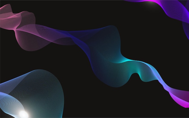 Absract futuristic black background waves gradient glow