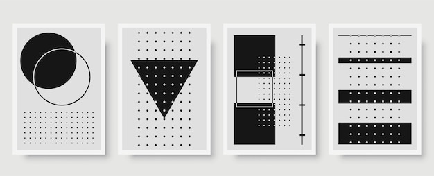 absract geometric black wall art print set