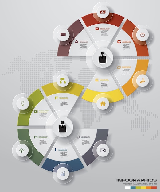 Elementi astratti di infographics di 10 punti