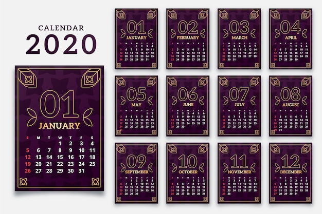 Modello di calendario 2020 astratto