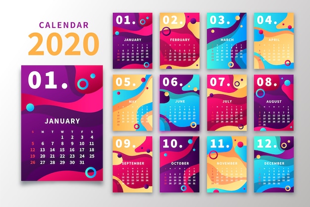 Vettore modello di calendario 2020 astratto