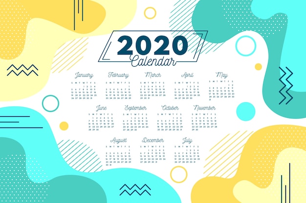 Vettore modello di calendario 2020 astratto