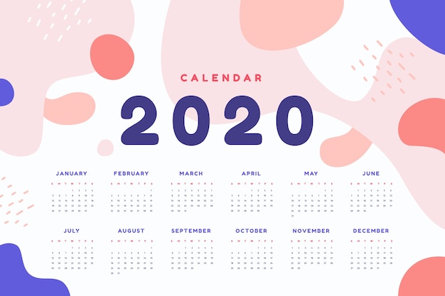 Vettore modello di calendario 2020 astratto