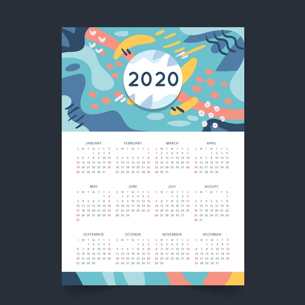 Abstract 2020 calendar template