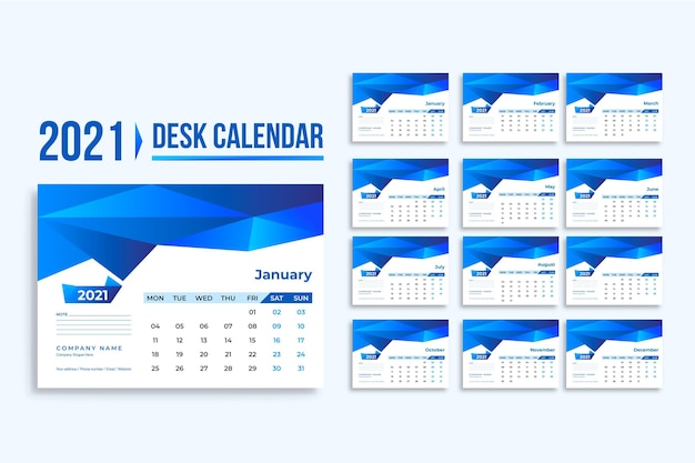 Abstract 2021 calendar template