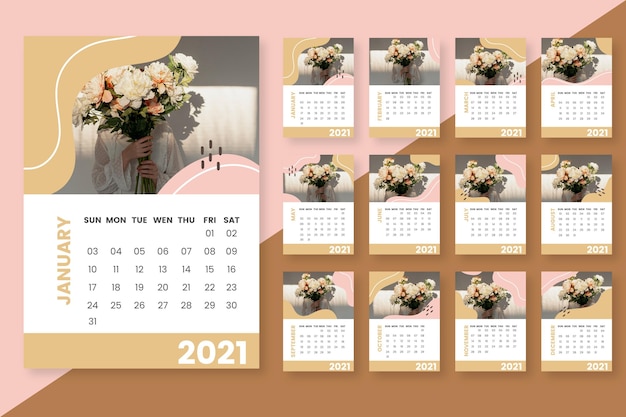 Vector abstract 2021 calendar template