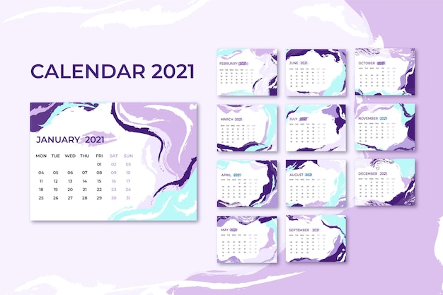 Modello di calendario astratto 2021