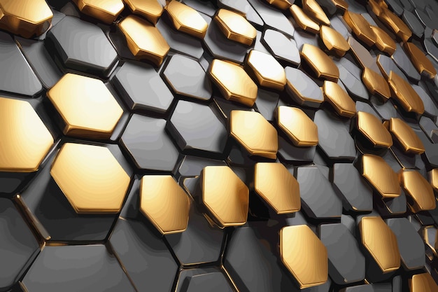 Vector abstract 3 d rendering of hexagons backgroundabstract 3 d rendering of hexagons backgroundgolden hex