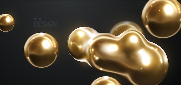 abstract 3d background with flowing organic gold shapes