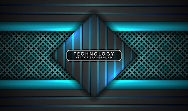 Abstract 3D black and blue technology background with light effect