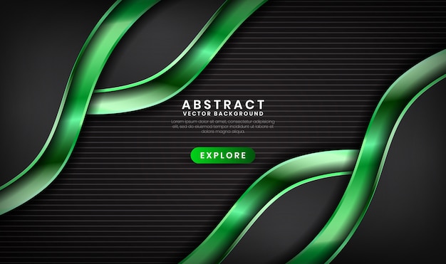 Abstract 3d black and green luxury background with light effect