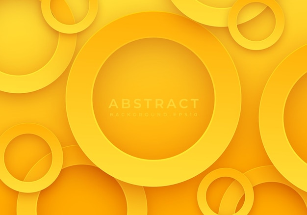 Abstract 3d circle papercut layer sfondo arancione con copia spazio per il testo