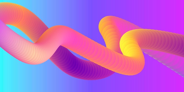 Abstract 3d colorful composition with smooth tube shapes forming stripes curved gradient cover