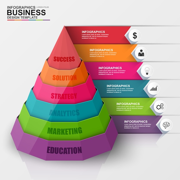 Affare digitale astratto 3d infographic. può essere utilizzato per il processo del flusso di lavoro, pyram aziendale