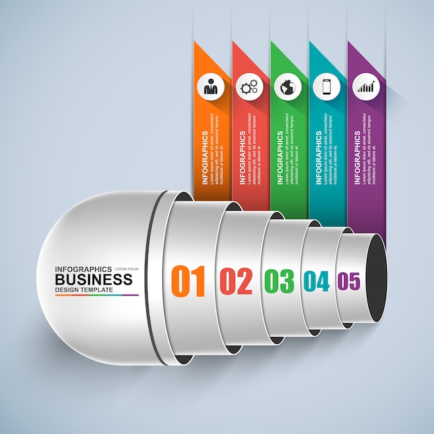 Abstract 3D digital business Infographic