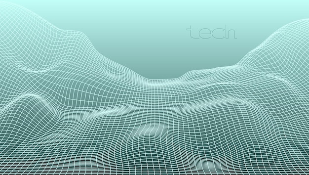 Abstract 3D Digital Grid Terrain Landscape Background