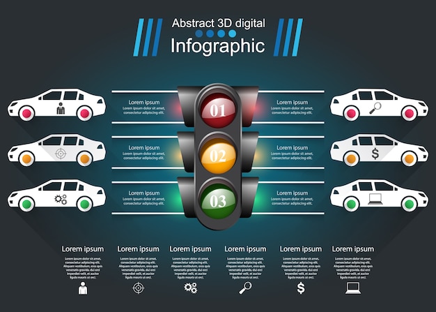 抽象的な3Dデジタル画像Infographic。