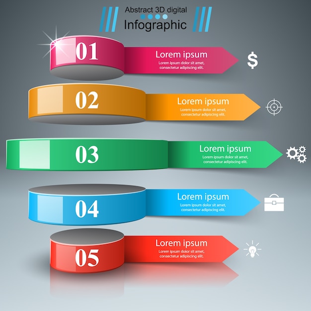 Abstract 3d digital illustration infographic.