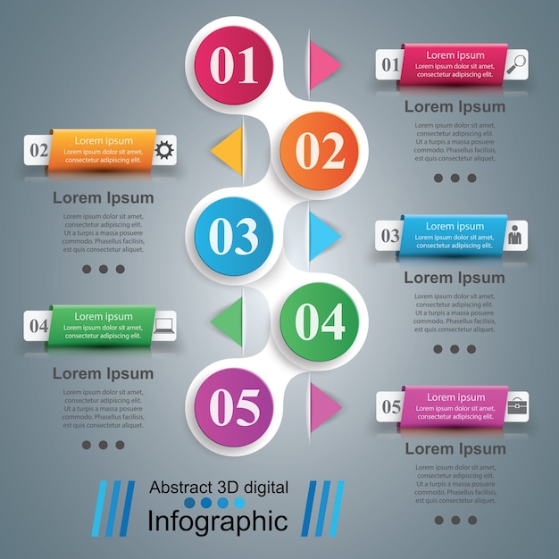 Illustrazione digitale 3d astratta infographic