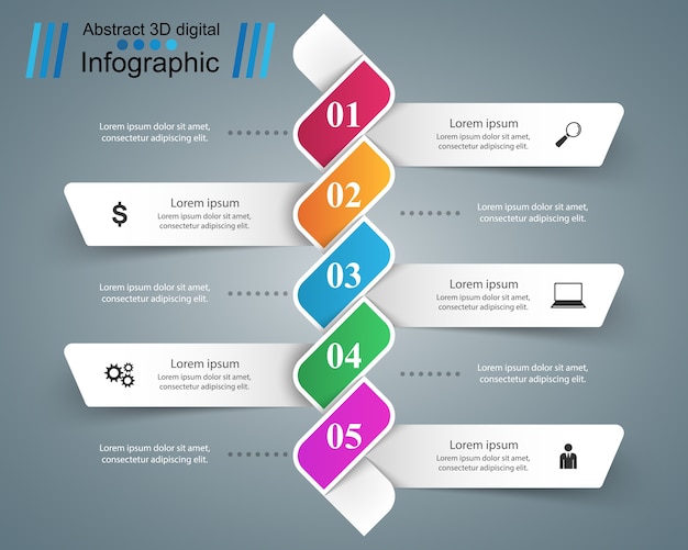 추상적 인 3D 디지털 일러스트 레이 션 Infographic입니다.