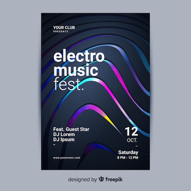 Abstract 3d electronic music poster template