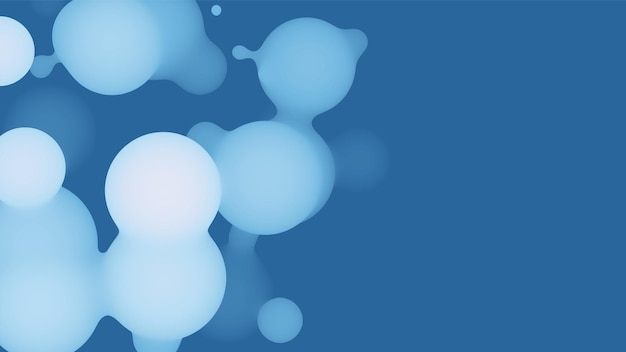 Абстрактная трехмерная форма жидкого метабола с голубоватыми шариками Жидкие органические капли Synthwave с градиентным цветом