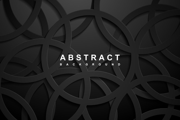 Abstract 3d Geometric paper cut background with dark black colors.