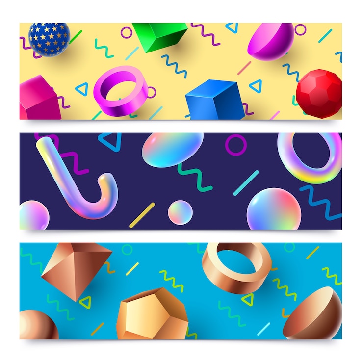 Vector 추상적 인 3d 도형 배너 배경